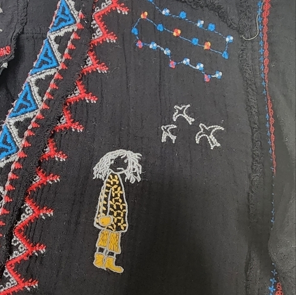 Johnny Was Black Rainy Day Blouse L - Picture 6 of 8